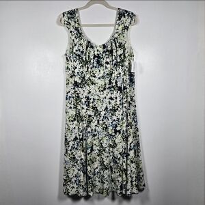 NEW Dress Barn Signature Ella Garden Floral Sleeveless Midi Swing Dress Plus 18W
